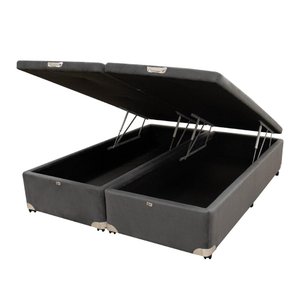 Cama Box Baú Castor King Vellus Cinza 180x200x35cm