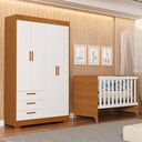 Ver imagem 2 de Jogo de Quarto Infantil Guarda Roupa Zaki e Berço Evolution Branco Fosco/savana - Reller Móveis