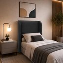 Ver imagem 1 de Cabeceira Estofada Ideal para Cama de Solteiro 100cm - Preto