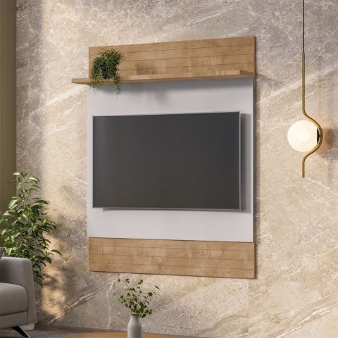 Painel Sala Guaratuba para TV até 48 Polegadas 1 Prateleira Cinamomo/Off-White