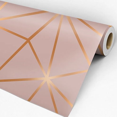 Papel de Parede Adesivo - 48 cm larg x 3 metros alt - Coleção Geometrico Rose Gold - Ref. Zara 10 - 2