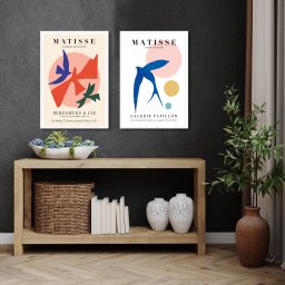 Kit 2 Quadros Matisse Pássaros Coloridos 45x34cm:madeira Branca - 1 Kit 2 Quadros Matisse Pássaros Coloridos 45x34cm:madeira Branca - 1