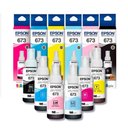 Ver imagem 1 de Kit 6 Cores Tinta Epson 673 T673 Original para Impressora Ecotank L800 L805 L810 L850 L1800 6x70ml