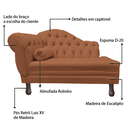 Ver imagem 6 de Recamier Sofá Direito Larissa 120cm Sala Veludo Terracota - Incasa Decor