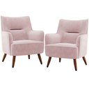 Ver imagem 1 de Kit 02 Poltronas Decorativa Fixa Pés de Madeira Isabella D02 Veludo Rosê B-305 - Lyam Decor