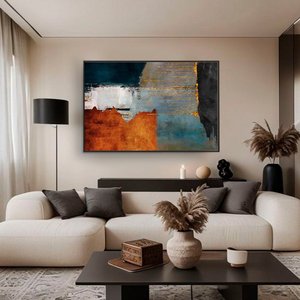 Quadro Decorativo Abstrato Laranja e Preto