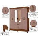 Ver imagem 2 de Guarda-Roupa Mobi 6 Portas Espelhado Nogueira/Cappuccino