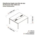Ver imagem 3 de Estação de Trabalho Mesa Plataforma Escritório Dupla para 2 Pessoas com Caixa de Tomada Pdc 130cm Industrial Branco e Cinza