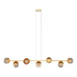 Lustre Luminaria de Teto Jabuticaba em Aluminio com 7 Globos Vidro - Bivolt - Dourado/ambar - 110v/2 - 3