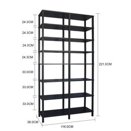 Estante 116x38x221 Preta Montantes Pretos - 2