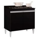 Ver imagem 1 de Balcão para Cooktop de Cozinha com Tampo 2 Portas Brenda Preto 80 cm - D’Rossi