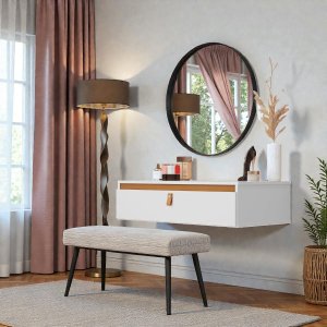 Penteadeira Suspensa Branca Nature Camarin Montagem Facil