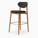 Ver imagem 3 de Banqueta Catarina Madeira Maciça com Assento e Encosto Estofados para Cozinha e Área Gourmet - Facin