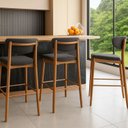 Ver imagem 2 de Banqueta Catarina Madeira Maciça com Assento e Encosto Estofados para Cozinha e Área Gourmet - Facin