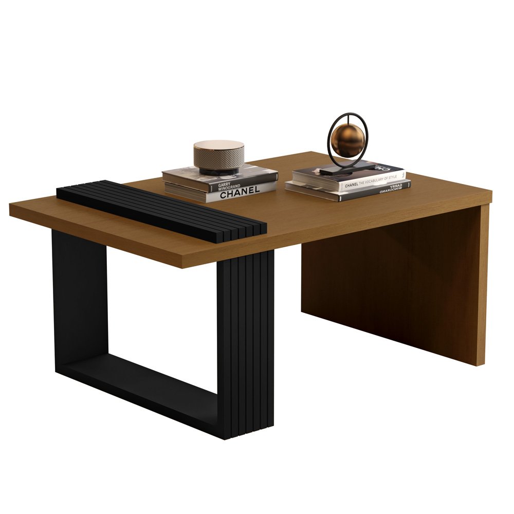 Mesa de Centro Jb 8020 Luxo Sala Nature/preto - 2