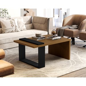 Mesa de Centro Jb 8020 Luxo Sala Nature/preto