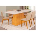 Ver imagem 1 de Conjunto: Mesa Sala Jantar Dulce Tampo Madeirado C/ Vidro Reto 180x90cm e 6 Cadeiras Sofia Cedro/off