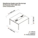 Ver imagem 3 de Estação de Trabalho Mesa Plataforma Escritório Dupla para 2 Pessoas com Caixa de Tomada Pdc Marrom/Walnut/Grafito