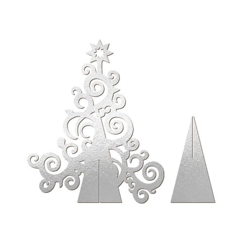 Árvore de Natal com Arabescos 25cmx30cm - Cria Arte Laser Prata