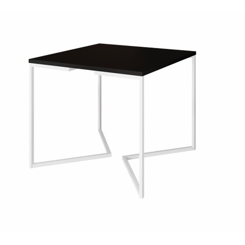 Mesa de Jantar Industrial Base De Ferro Branco em V Tampo 90x90 Preto