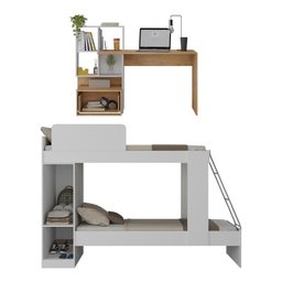 Conjunto Quarto Beliche com Escrivaninha Multimóveis MP4125 Branco/Rustic - 4