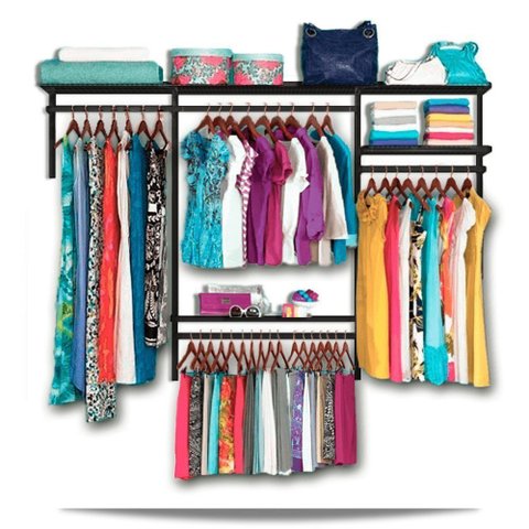 Roupeiro Aramado Quarto Pequeno Closet Feminino Solteiro 2,20m - Preto