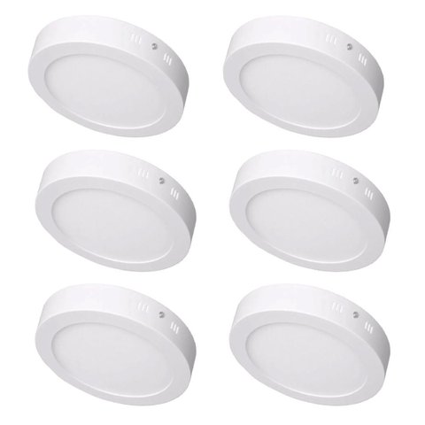 Kit 6 Painel Led Sobrepor 18w Plafon Redondo Branco Bivolt