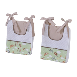 Porta Fralda Organizador Quarto de Bebê Menino Menina 2 Peças com Laço:safari Verde - 2