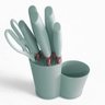 Jogo de Cozinha 19 Utensílios de Silicone e Madeira com Tábua de Corte Porta Talher Oval Verde - 3