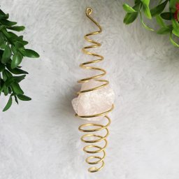 Captador Energia Pedra Quartzo Rosa Dourado 14cm Fengshui - 5