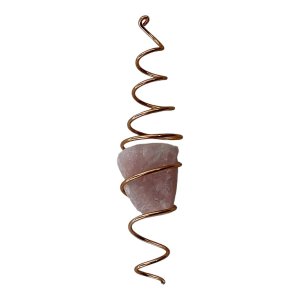 Captador Energia Pedra Quartzo Rosa Dourado 14cm Fengshui