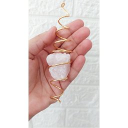 Captador Energia Pedra Quartzo Rosa Dourado 14cm Fengshui - 3
