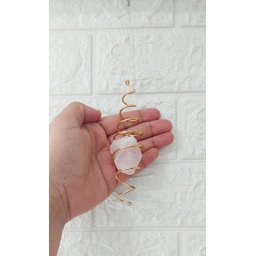 Captador Energia Pedra Quartzo Rosa Dourado 14cm Fengshui - 4