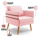 Ver imagem 4 de Kit 01 Namoradeira e 02 Poltronas Suede Castanho Rosa Bebê