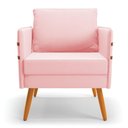 Ver imagem 6 de Kit 01 Namoradeira e 02 Poltronas Suede Castanho Rosa Bebê