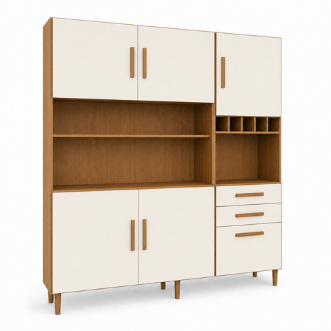 Cozinha Modulada Lisboa 6 Portas 2 Gavetas Cinamomo Off White Formimóveis