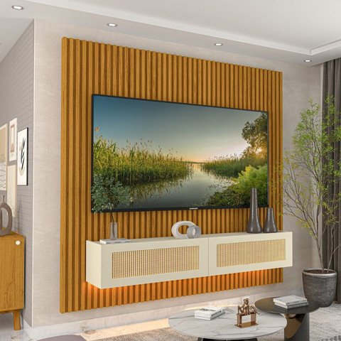 Home para TV até 65 Polegadas 174cm x 180cm 100% MDF Supremo Slim/Native