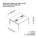 Ver imagem 3 de Estação de Trabalho Mesa Plataforma Escritório Dupla para 2 Pessoas com Caixa de Tomada Pdc Cinza/Branco