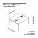 Ver imagem 3 de Estação de Trabalho Mesa Plataforma Escritório Dupla para 2 Pessoas com Caixa de Tomada Pdc Marrom/Cinza/Branco