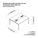 Ver imagem 3 de Estação de Trabalho Mesa Plataforma Escritório Dupla para 2 Pessoas com Caixa de Tomada Pdc Cinza/Grafito/Branco
