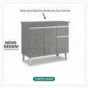 Ver imagem 3 de Tampo de Cozinha Cinza 120x51cm P/ Balcão de Pia Armário Cooktop em Madeira Resistente Compacto