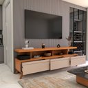 Ver imagem 5 de Rack para Tv até 72 Polegadas Home 3 Gavetas Nature/off White - Panorama Móveis