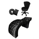 Ver imagem 1 de Kit Maca + Mocho + Almofadas - Estética Fixa Profissional Estofada Captone - Corino Preto - 60cm Lar