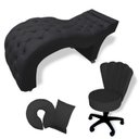 Ver imagem 2 de Kit Maca + Mocho + Almofadas - Estética Fixa Profissional Estofada Captone - Corino Preto - 60cm Lar