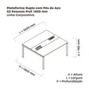 Ver imagem 3 de Estação de Trabalho Mesa Plataforma Escritório Dupla para 2 Pessoas com Caixa de Tomada Pdc Cinza/Grafito
