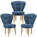 Ver imagem 1 de Kit 3 Poltronas para Recepção Camarim Sala de Jantar Ergonômica Tecido Veludo Pés de Madeira