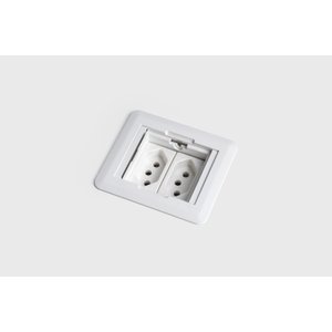 Caixa de Tomada Embutir Mesa 2 Tomadas Flex Tampa Retrátil Branco