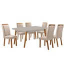 Ver imagem 1 de Mesa de Jantar Copper 180cm Madeira Tampo Vidro Canto Copo com 6 Cadeiras Lorena Moderna Mobília