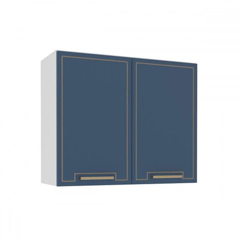 Armário Aéreo Cozinha 80 Cm Amara 2 Portas Branco/azul - Politorno
