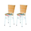 Ver imagem 1 de 2 Cadeiras para Mesa Branca Hawai Palha Assento Floral:happy Hour